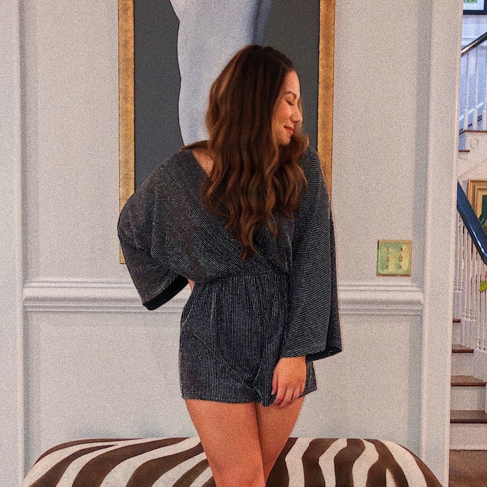 black and metallic romper